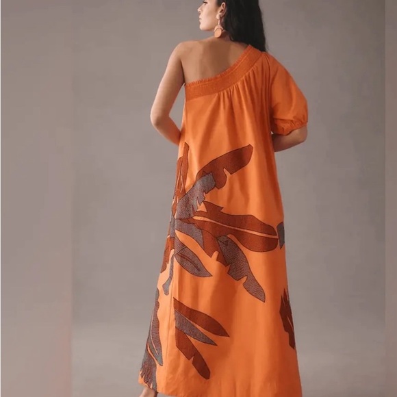 Anthropologie Maeve One-Shoulder Embroidered Maxi Dress Size Large MSRP … - Picture 6 of 9